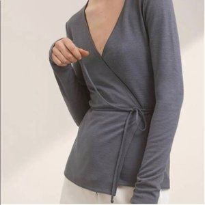 Aritzia Wilfred Free Katsia Wrap Top (Gray/XSmall)